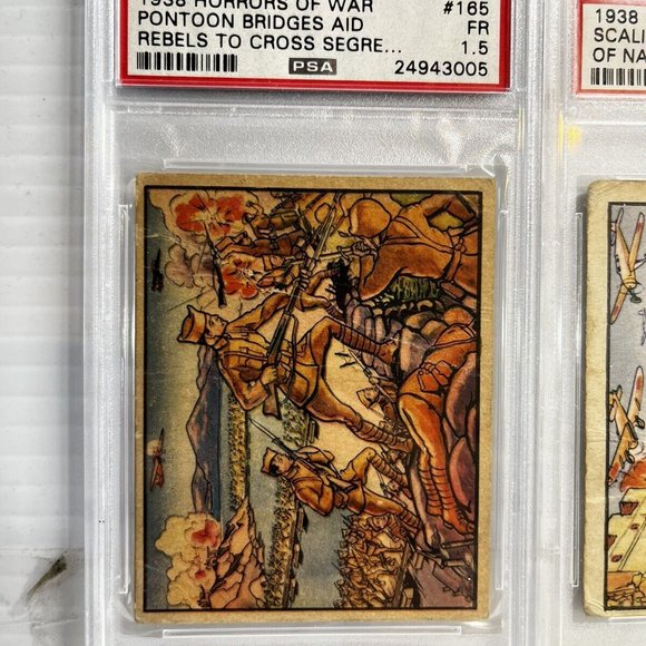 1938 Horrors of War Non-Sport Cards Set checklist, prices  2 Graded 1938 Horrors of War #165 & #38 PSA Card Lot Scaling The Gates, Pontoon
